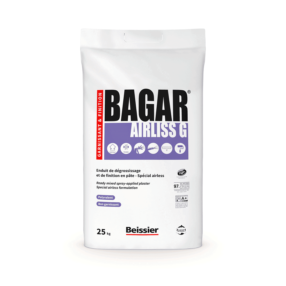 BAGAR AIRLISS G : Enduit de dégrossissage et de finition